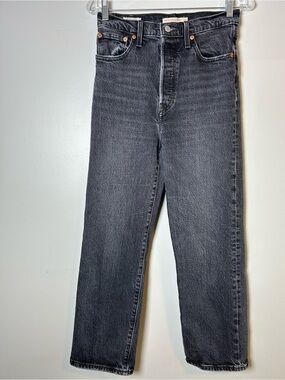 Levi's ribcage straight ankle jeans high rise black gray wash Red Tab women’s 27